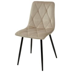Стул NAPOLI ( 4 шт. ) мягкий, для кухни, для гостиной, цвет латте, на черном металлическом каркасе, со спинкой, велюр / UF910-01 / (М Сити) M-City