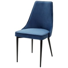Стул NEPAL-P ( 4 шт. ) мягкий, для кухни, для гостиной, велюр, цвет - синий, на черном металлическом каркасе, со спинкой / #29 / (М Сити) M-City