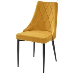 Стул NEPAL ( 4 шт. ) мягкий, для кухни, для гостиной, цвет желтый, на сером металлическом каркасе, со спинкой, велюр / BLUVEL-68 / (М Сити) M-City