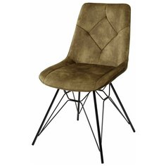 Стул MARBELLA ( 4 шт. ) мягкий, для кухни, для гостиной, цвет античный олива, на черном металлическом каркасе, со спинкой, велюр / PK6015-13 (VBP213) / (М Сити) M-City
