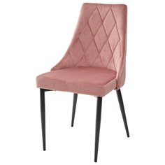 Стул NEPAL ( 4 шт. ) мягкий, для кухни, для гостиной, цвет розовый, на черном металлическом каркасе, со спинкой, велюр / BLUVEL-52 / (М Сити) M-City