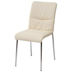Стул LIMA ( 4 шт. ) мягкий, для кухни, для гостиной, цвет бежевый, на хромированном металлическом каркасе, со спинкой, "антицарапийная" экокожа / (М Сити) M-City