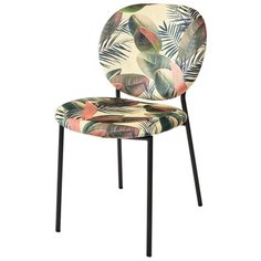 Стул MOD ( 4 шт. ) мягкий, для кухни, для гостиной, цвет цветы, на черном металлическом каркасе, со спинкой, велюр / (М Сити) M-City