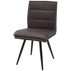 Стул SYLVIE ( 2 шт. ) мягкий, для кухни, для гостиной, ткань-микрофибра, цвет - темно-серый, на черном металлическом каркасе, со спинкой (Акция) / PK-36 / (М Сити) M-City