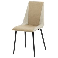 Стул KRAKOV ( 4 шт. ) мягкий, для кухни, для гостиной, цвет бежевый, на черном металлическом каркасе, со спинкой, ткань / PF-03/PF-02 / (М Сити) M-City