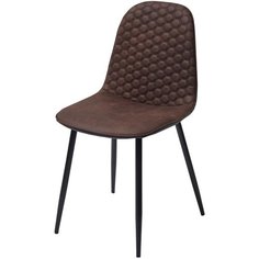 Стул LION ( 4 шт. ) мягкий, для кухни, для гостиной, цвет коричневый с черным, на черном металлическом каркасе, со спинкой, ткань / PK-03/PU-1 / (М Сити) M-City