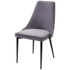 Стул NEPAL-P ( 4 шт. ) мягкий, для кухни, для гостиной, велюр, цвет - серый, на черном металлическом каркасе, со спинкой / #27 / (М Сити) M-City