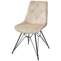 Стул MARBELLA ( 4 шт. ) мягкий, для кухни, для гостиной, цвет античный бежевый, на черном металлическом каркасе, со спинкой, велюр / PK6015-10 (VBP210) / (М Сити) M-City