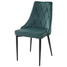 Стул NEPAL ( 4 шт. ) мягкий, для кухни, для гостиной, цвет зеленый, на черном металлическом каркасе, со спинкой, велюр / BLUVEL-78 / (М Сити) M-City
