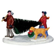 Фигурка LEMAX набор Вперед, за елочкой! 8 х 13 х 8 см бежевый/красный/зеленый