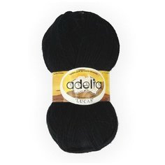 Пряжа Adelia "LUCAS" 70% шерсть, 30% акрил №02 ЧЕРНЫЙ - 5 мотков по 100 г
