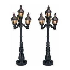 Английские уличные фонари , подсветка, (2 штуки), батарейки, 10 см, LEMAX 34902-lemax