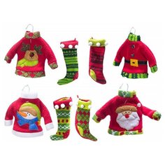 Елочное украшение рождественская одежка в красно-зеленой гамме, 13 см, разные модели, Edelman 107659