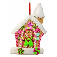 Ёлочная игрушка пряничный мальчик В домике, полирезин, 8х1.5х10.5 см, Forest Market MA6965A