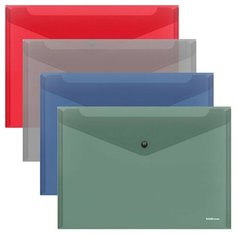 Папка-конверт на кнопке пластиковая Diagonal Classic, непрозрачная, A4, ассорти Erich Krause