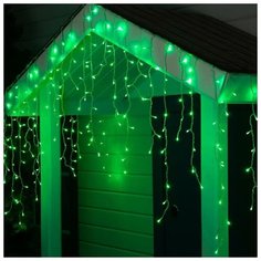 Luazon Lighting Гирлянда "Бахрома" 3 х 0.9 м , IP44, УМС, прозрачная нить, 232 LED, свечение зелёное, 220 В