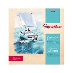 Альбом для рисования Акварелью 20л 220х220мм 200г/кв.м отрывная склейка мат ламин,тиснение 065964 Hatber