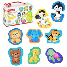 Пазлы контурные Половинки "Дикие животные" Baby Toys Десятое королевство