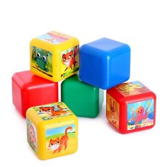 Набор цветных кубиков, «Весёлые животные», 6 элементов, 12 см Solomon