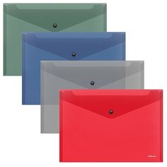 Папка-конверт на кнопке пластиковая Glossy Classic, полупрозрачная, B5, ассорти Erich Krause