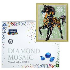 Алмазная мозаика "Цветной конь" 40х50см, 1 дизайн, частичная выкладка Mazari