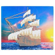 Алмазная мозаика 21х25 "Корабль в океане" на карт.с част.заполн MyArt (класс) Рыжий кот