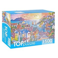 Пазлы 1500 TOPpuzzle "Приморский город на закате" Рыжий кот