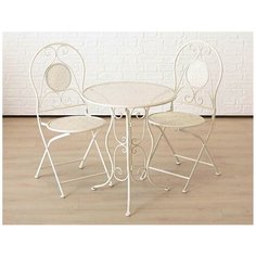 Комплект кованой садовой мебели ЛИЛЛИ (стол и два стула), белый Boltze