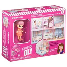 Игровой набор "Мебель" Bondibon, Кукольный уголок (Гостиная 13,5х13,5х13,5 см) и куколка Oly 9,3см
