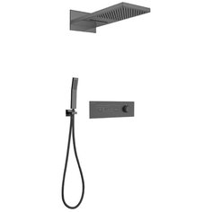 Душевая система срытый монтаж OUTE (встраиваемый смеситель термостат ) из латуни цвет черный матовый