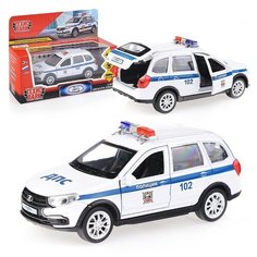 Машина металл "Lada Granta Cross 2019 Полиция" 12см, (белый) в коробке Технопарк