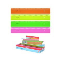 Линейка пластиковая ErichKrause Neon, 30см, ассорти из 4 цветов, в коробке-дисплее 53001