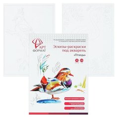 Раскраска-эскиз Птицы 10 листов А4 акварельная бумага, 200 гр, в папке АРТформат