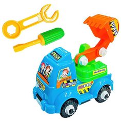 Детская игрушка машина строительная конструктор с инструментом (Panawealth) синий