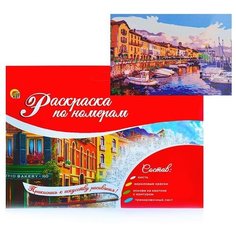 Раскраска на картоне А4 по номерам. Красивая набережная Рыжий кот