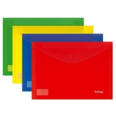 Папка-конверт на кнопке, А4, 180мкм, ассорти Berlingo