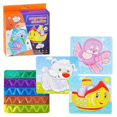 Картинка-мозаика набор 6 "Сказочные наклейки. Мишка, Птичка, Пароход" Ракета