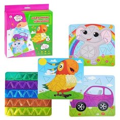 Картинка-мозаика набор 2 "Сказочные наклейки. Авто, Сслон, Ппопугай" Ракета