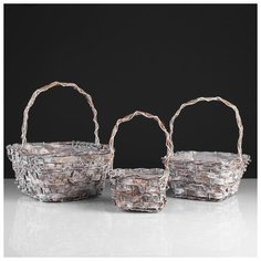 Набор корзин «Корзиночка», 3 шт: 25×25×14/32 см, 20×20×14/29 см, 15×15×12/25 см 4834545 Сима ленд