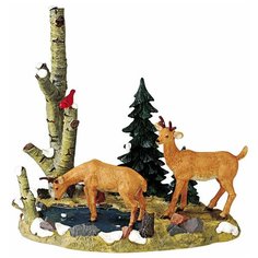 Фигурка LEMAX композиция Олени на водопое 13 х 12.5 х 10 см бежевый/зеленый