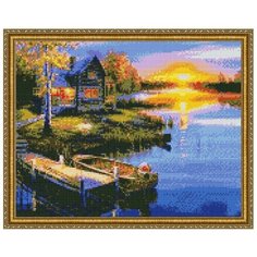 Алмазная мозаика Paintboy Закат на озере 40х50 см