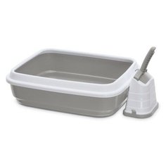 Туалет-лоток для кошек IMAC DUO с совочком на подставке 59х40х28h см, серо-бежевый