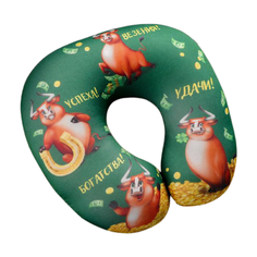 Подушка для шеи mni mnu Новогодние пожелания, зеленый