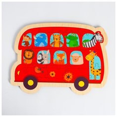 Пазл-вкладыш в рамке Турбо детки "Автобус с животными", 32*23 см