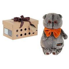 Басик и Ко Мягкая игрушка «Басик» с рыжим бархатным бантом, 25 см Basik&Co