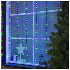 Luazon Lighting Гирлянда "Водопад" 2 х 1.5 м , IP44, тёмная нить, 400 LED, свечение мульти, 8 режимов, 220 В