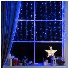 Luazon Lighting Гирлянда "Занавес" 1.5 х 1 м , IP20, прозрачная нить, 180 LED, свечение синее, 8 режимов, 220 В