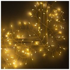 Luazon Lighting Гирлянда "Мишура" 2 м роса, IP20, серебристая нить, 200 LED, свечение тёплое белое, фиксинг, 12 В