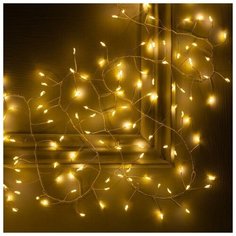 Luazon Lighting Гирлянда "Мишура" 6 м роса, IP20, серебристая нить, 480 LED, свечение тёплое белое, фиксинг, 12 В