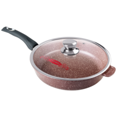 Сковорода алюминиевая 28 см стекл/крышка под упак шоколад Горница